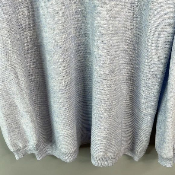 DYNAMITE Cold Shoulder Cutout Sweater Baby Blue Ribbed V-Neck Lightweight Size M - Picture 5 of 11